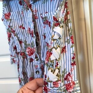 Blue striped rose dress